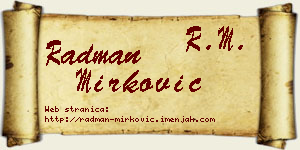 Radman Mirković vizit kartica